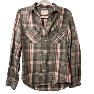 Sm Denim & Supply Ralph Lauren Flannel Brown Red Plaid Grunge Western Americana